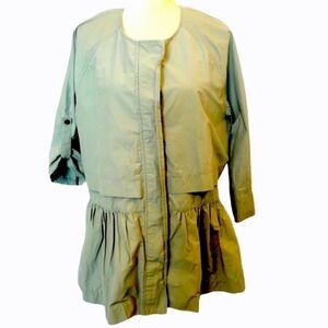 Caslon Full Zip 3/4 Sleeve Peplum Top Size Medium